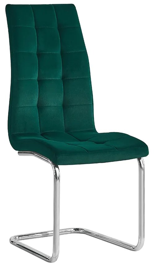 Scaun de masă, ţesătură de catifea smarald / crom, SALOMA NEW