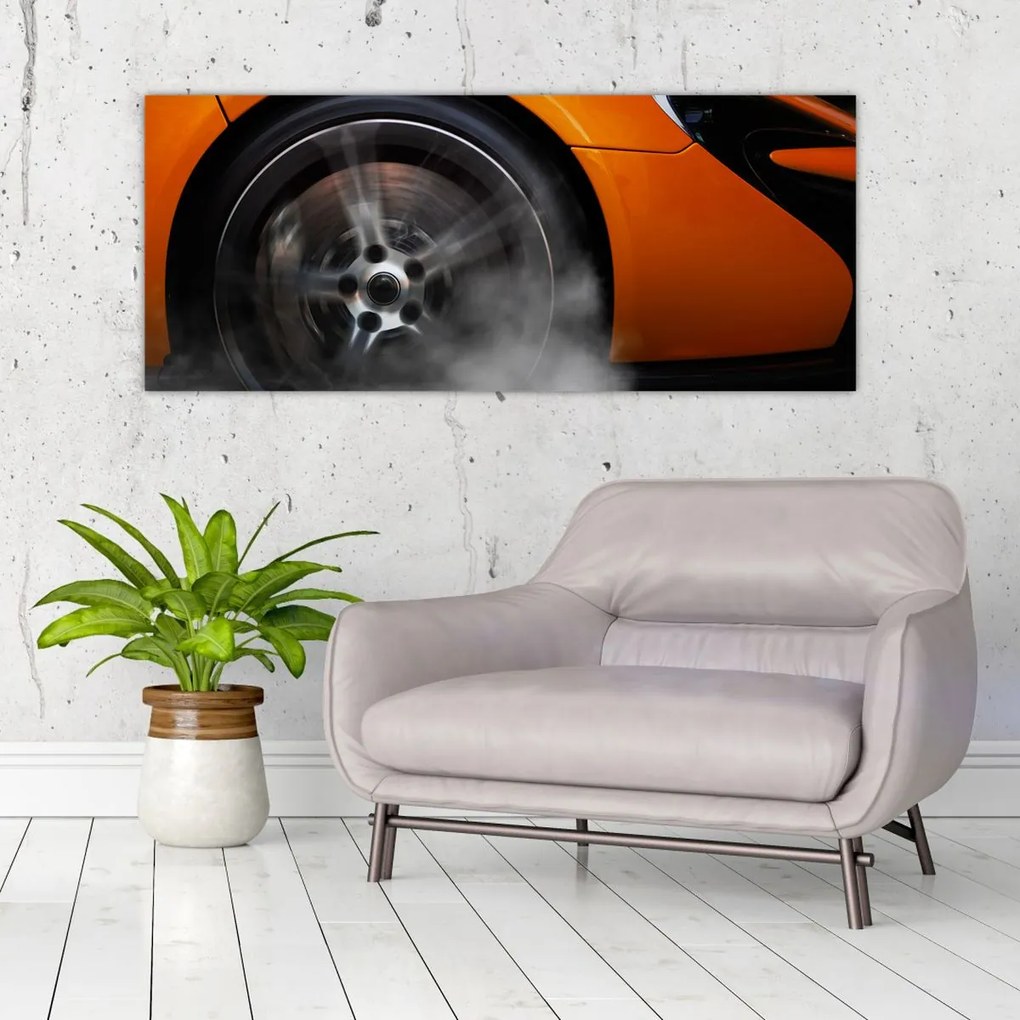 Tablou - Mașină sport portocalie (120x50 cm)