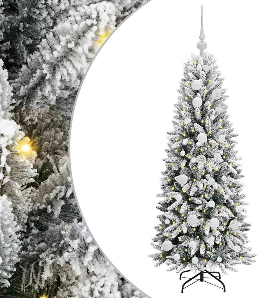 vidaXL Brad de Crăciun artificial cu 150 LED cu suport Alb 120 cm