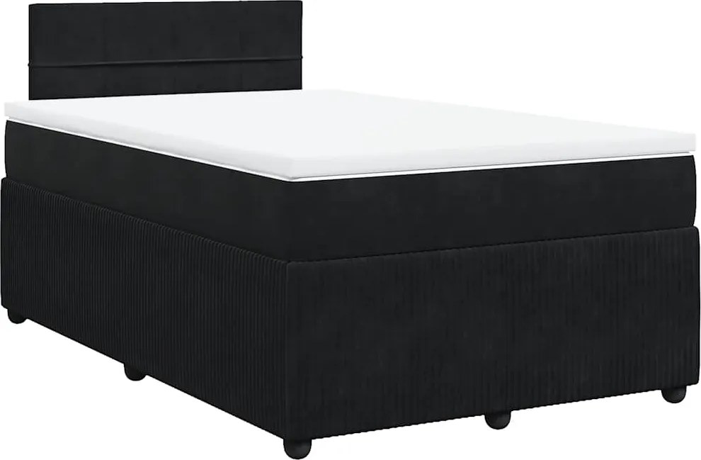 vidaXL Pat box spring cu saltea, negru, 120x190 cm, catifea