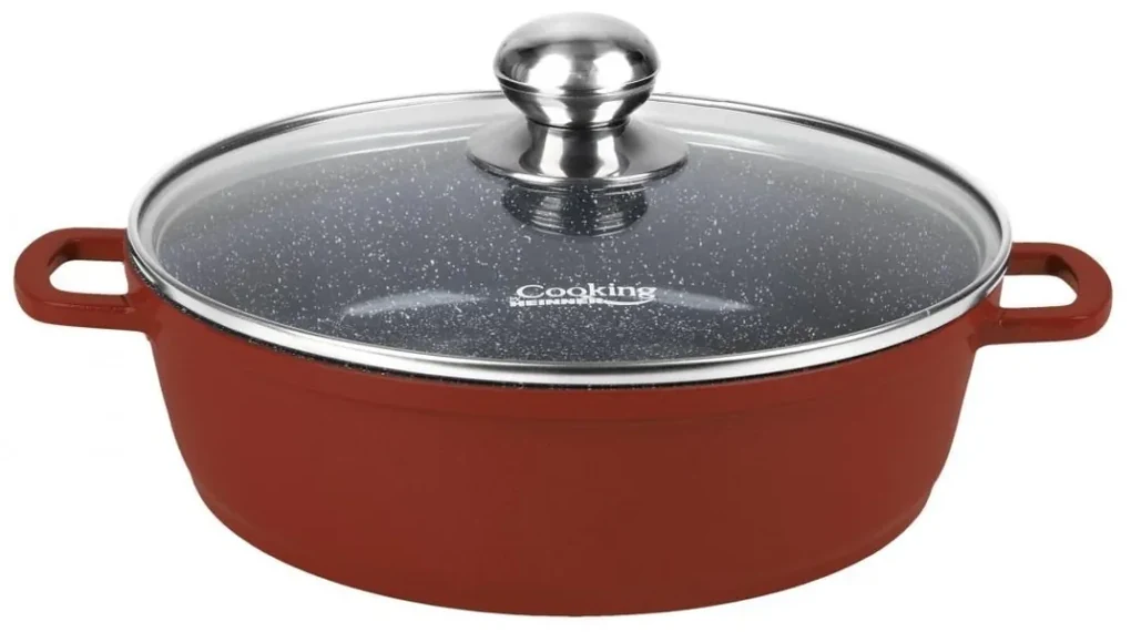 Cratiță din aluminiu cu capac 28x7.5 cm, 4.1L – Cooking by Heinner, Colecția Calabria HR-JLG-J28JCR, potrivită pentru plite și inducție