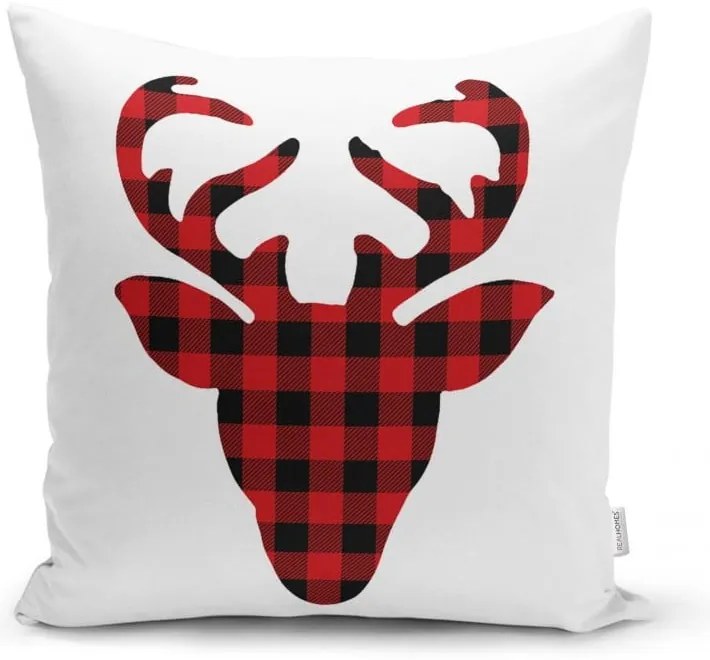 Set 4 fețe de pernă și un napron de masă cu model de Crăciun Minimalist Cushion Covers Christmas Tartan