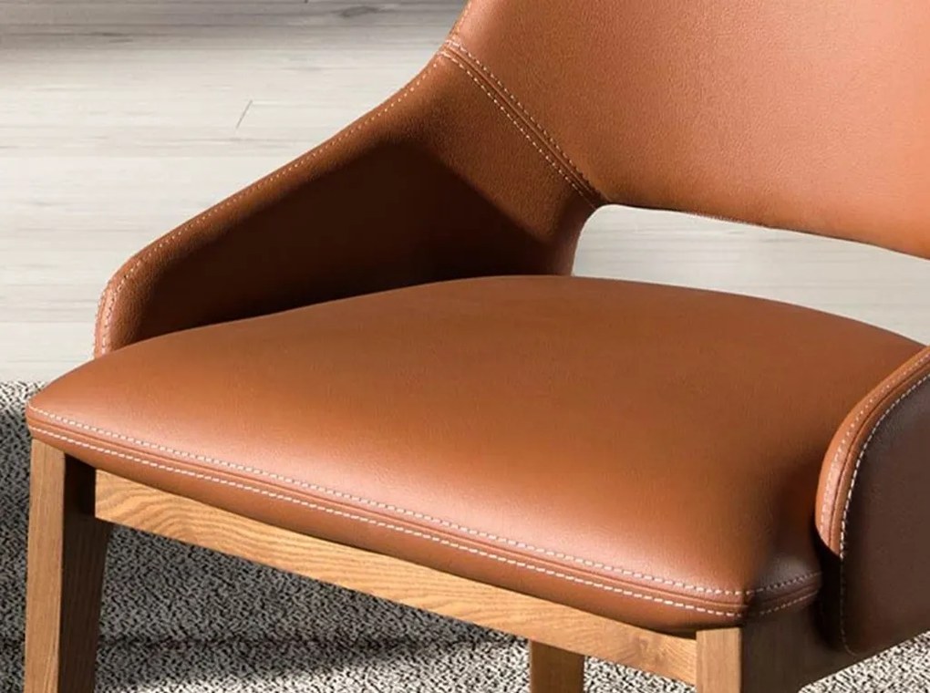 Scaun design LUX, Nuc, Piele sintetica, Brown