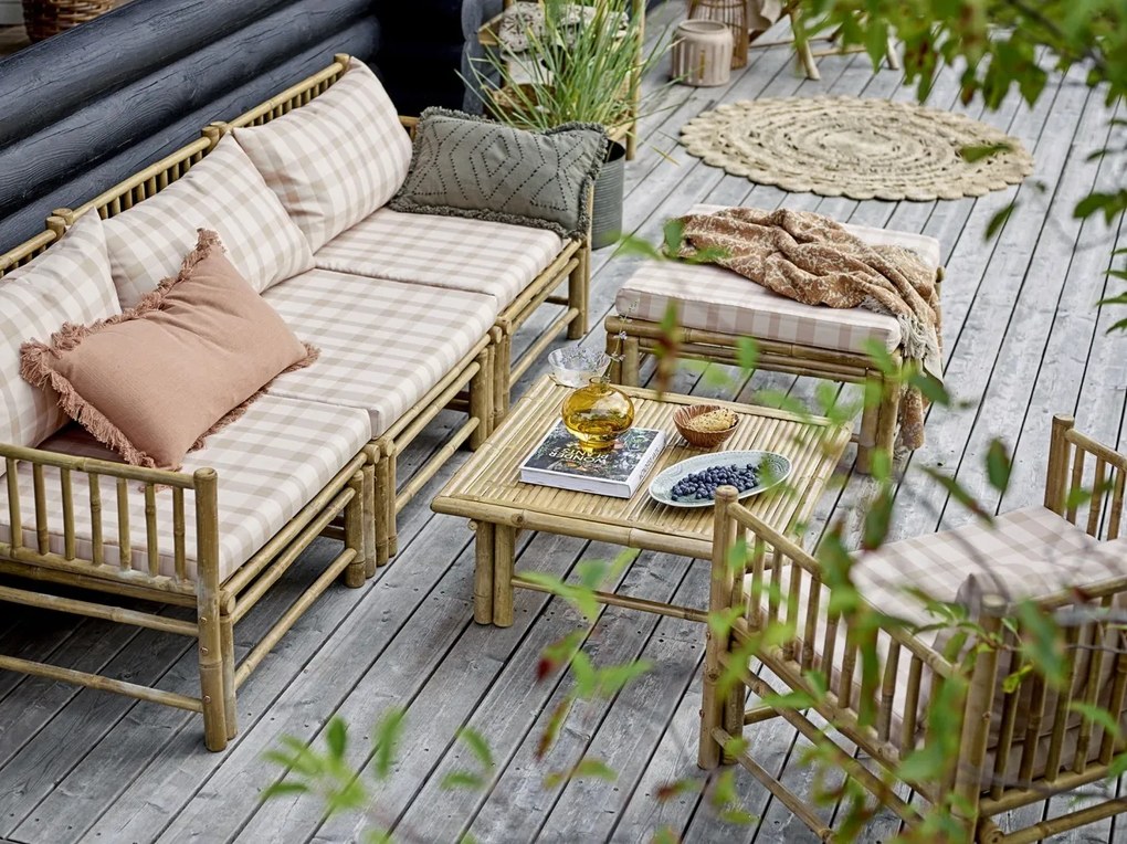 Puf modular de exterior natur din lemn de bambus, „Korfu”