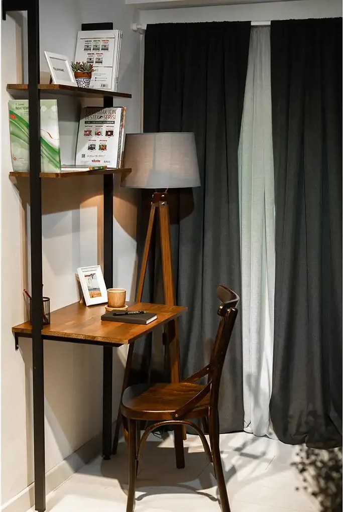 Biblioteca lemn, Seria A-620, Homs, negru/natur, 200 x 70 x 50 cm, lemn/metal,30283