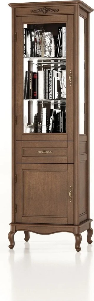 Vitrină lemn masiv Seraphia cu Oglinzi Laterale 2 Uși, 66 × 52 × 207 cm - Vanilla
