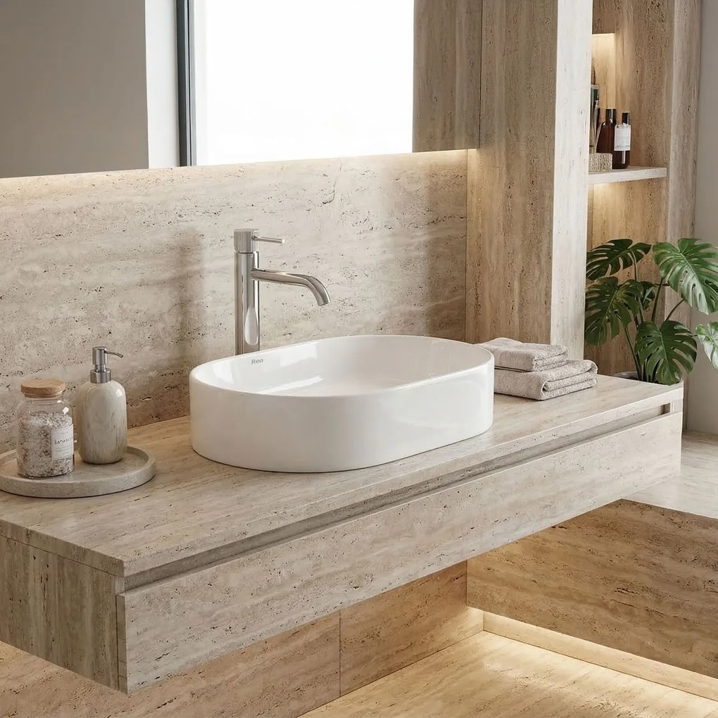 Lavoar ceramic pentru blat Rea Nadia 46