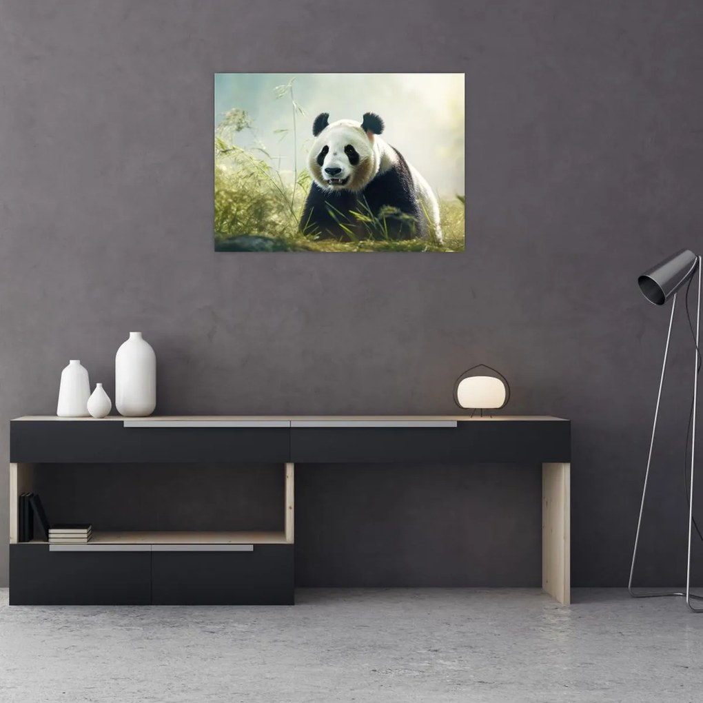 Tablou pe sticlă - Panda (70x50 cm)