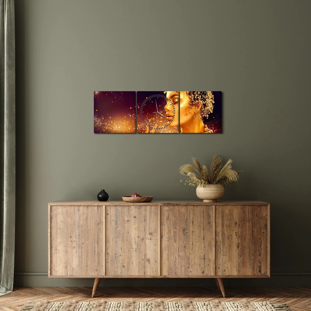 Tablou - Machiaj de aur (cu ceas) (90x30 cm)