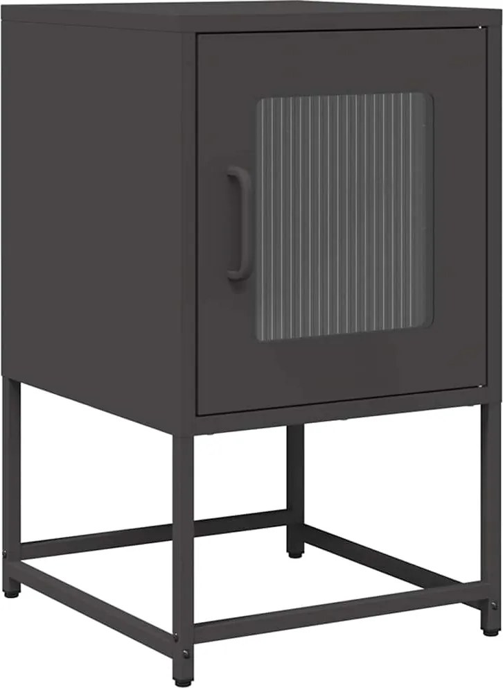 vidaXL Noptieră, negru, 36x39x60,5 cm, oțel laminat la rece