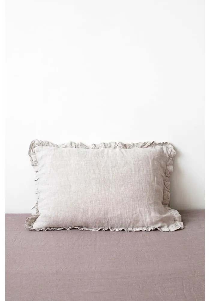 Față de pernă din in cu tiv plisat Linen Tales, 50 x 60 cm, natural