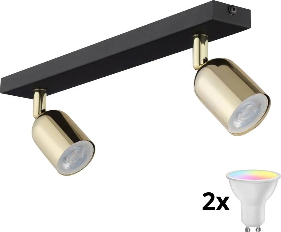 Spot LED RGBW dimabil TOP 2xGU10/6,5W/230V 2700-6500K negru/auriu