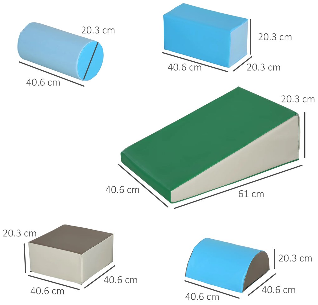 HOMCOM Joc de Constructie pentru Copii 1-3 Ani din Piele PU și Umplutură EPE, 40.6x40.6x20.3 cm, Multicolor | Aosom Romania