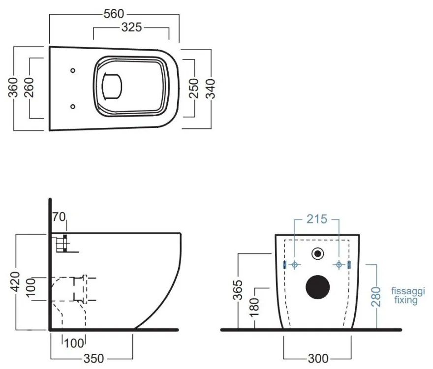 Vas WC stativ Hatria, Next, back to wall, rimless, alb, 00Y3AY01