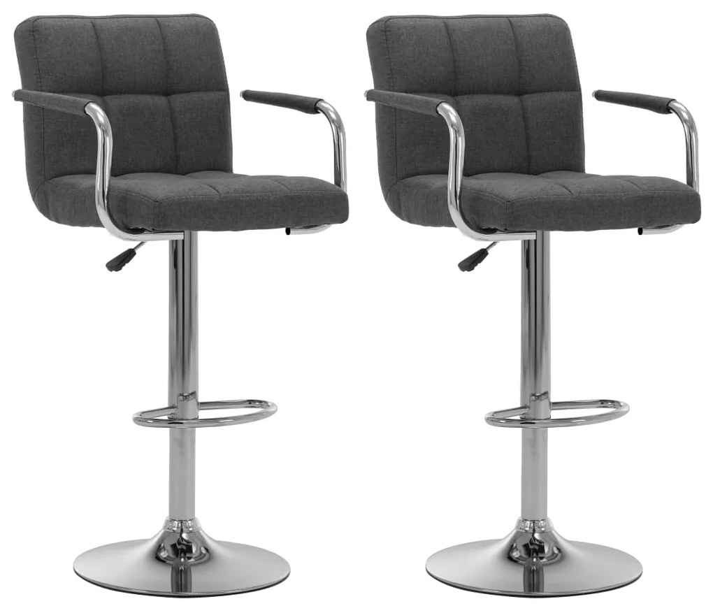 vidaXL Scaune de bar, 2 buc., gri închis, material textil