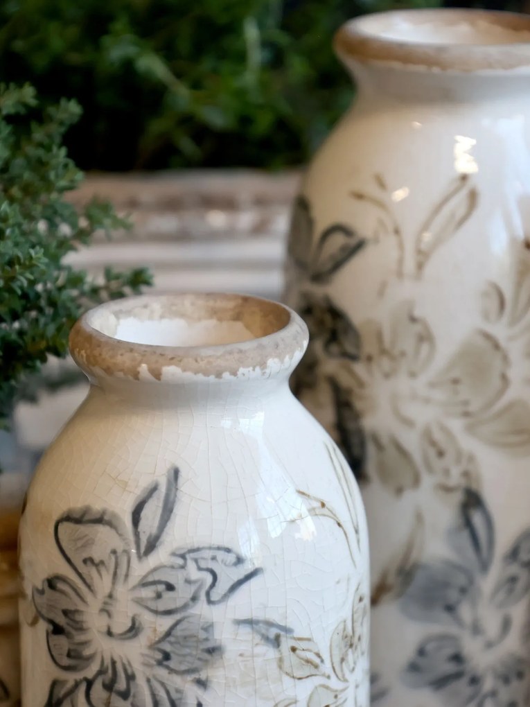 Vaza decorativa, din ceramica, motive florale, H15.5/D7.5cm, Croix