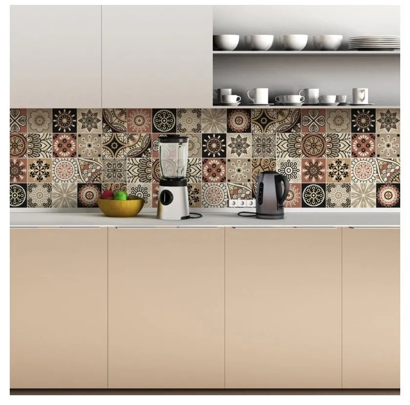 Set 24 autocolante de perete Ambiance Wall Tiles Piura, 10 x 10 cm