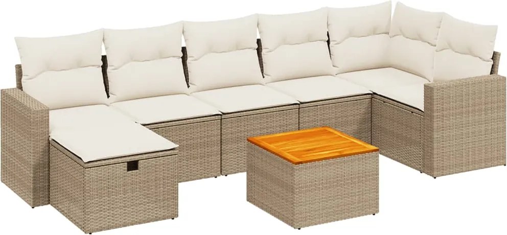 vidaXL Set canapele de grădină, 8 piese, cu perne, bej, poliratan