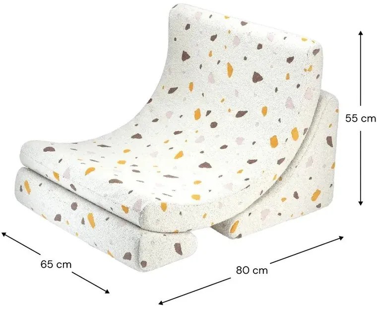 Fotoliu de copii alb cu tapițerie din țesătură bouclé/cu tapițerie din chenille Terrazzo Moon – Wigiwama