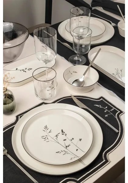 Set de veselă 27 piese din porțelan, alb/negru