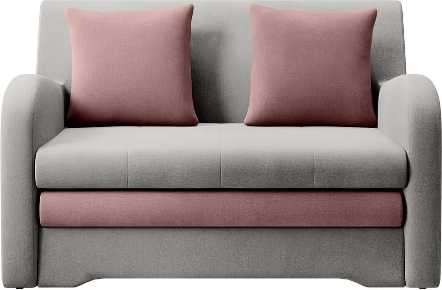 Canapea roz/gri deschis extensibilă cu tapițerie din catifea 130 cm Ario – ELTAP
