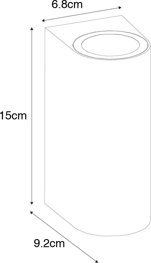 Aplică modernă de perete exterioară din plastic negru ovală cu 2 lumini - Baleno