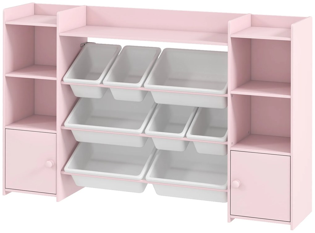AIYAPLAY Raft de depozitare pentru jucării și cărți, pentru curățenie ordonată, 8 sertare detașabile, Roz | Aosom Romania