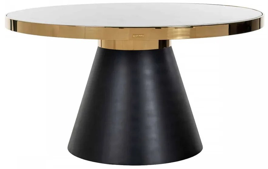 Masa rotunda cu blat din marmura Odin 75 x 140 x 140 cm negru/alb/auriu