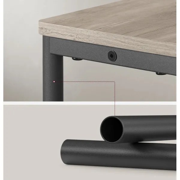 Masă laterală ROD, maro/negru, cu priză încorporată și porturi USB