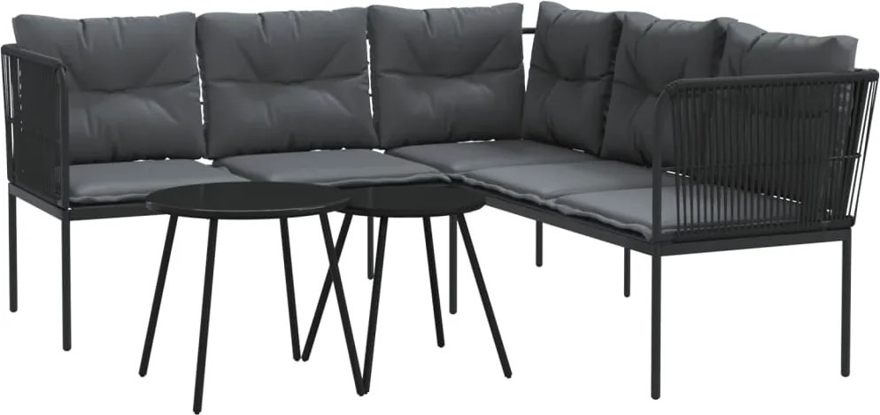vidaXL Set canapea de grădină cu perne, negru, oțel și textilenă