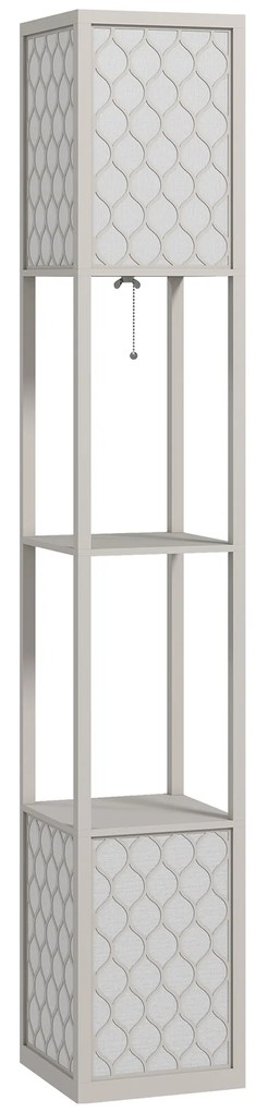 HOMCOM Lampadar cu rafturi 2 lampi 2 rafturi 4 nivele MDF gri model de fagure 26 x 26 x 156 cm gri | Aosom Romania