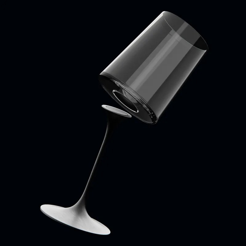 Set 2 pahare de cristal Trebonn SplitGlass 2025130, 320 ml, Ø7.8x12.5 cm, Posibilitate atasare picior, Negru