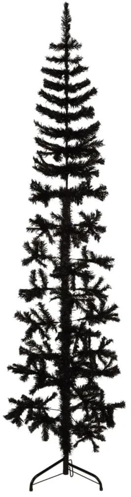 Jumatate brad de Craciun subtire cu suport, negru, 240 cm 1, Negru, 240 cm