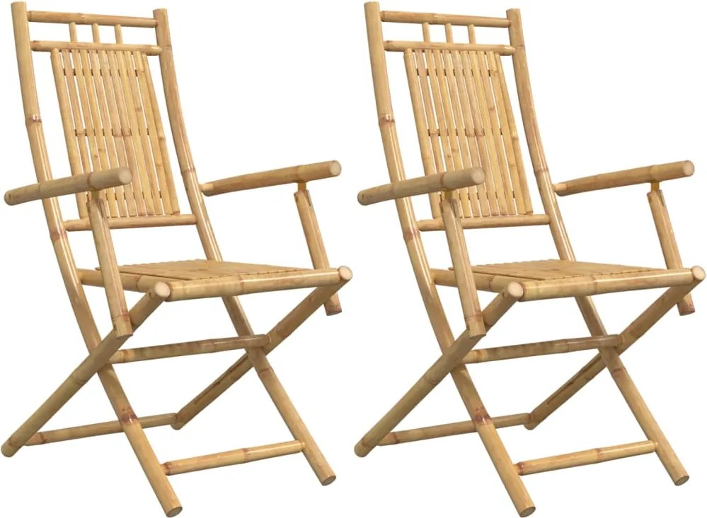 vidaXL Scaune de grădină pliabile, 2 buc., 53x66x99 cm, bambus
