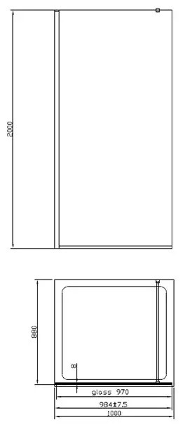 Paravan dus sticla securizata easy clean walk-in 100x200 cm, crom lucios, Mediterraneo Foxy 1000x2000 mm