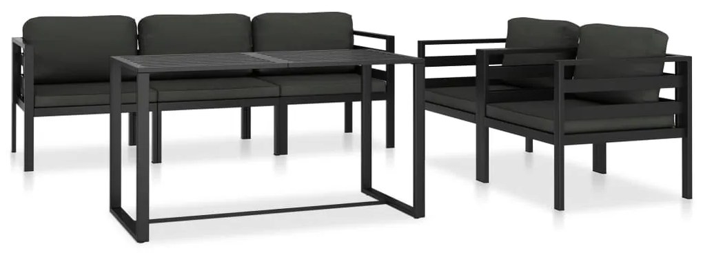 vidaXL Set mobilier de grădină cu perne, 6 piese, antracit, aluminiu