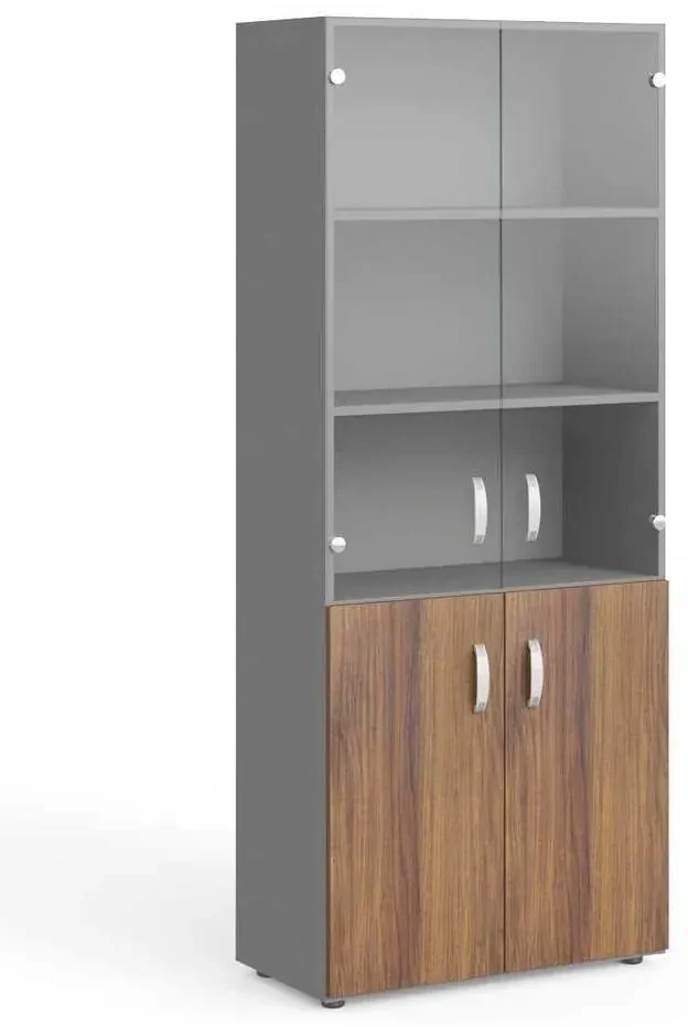 Dulap înalt Manager 79,9 x 42,2 x 196,5 cm, nuca warmia / gri