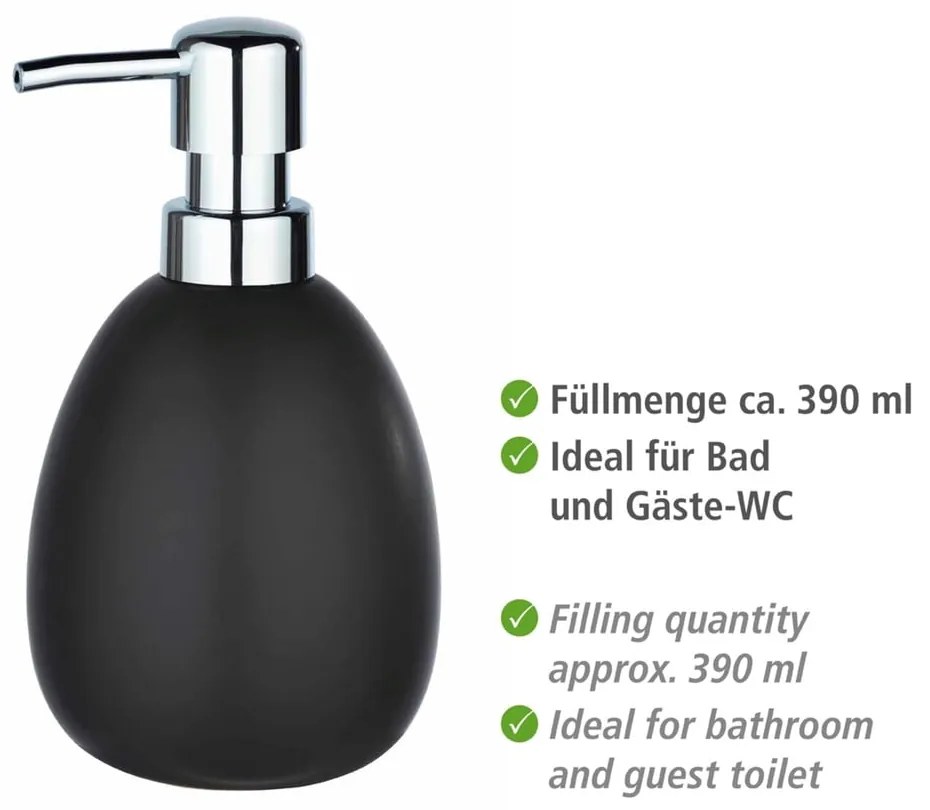 Dozator din ceramică pentru săpun Wenko Polaris, negru mat