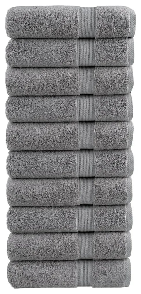 vidaXL Prosoape de baie premium SOLUND 10 buc gri 100x150cm 600gsm