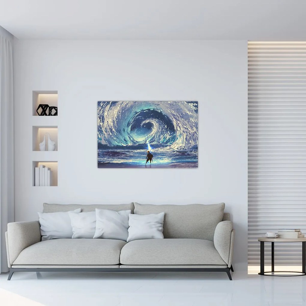 Tablou - Ilustrație a unui băiat cu o suliță (90x60 cm)