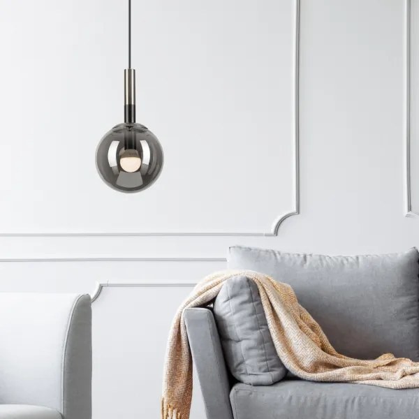 Lustră pe cablu ROLLO 1xE14/5W/230V crom mat/fumuriu