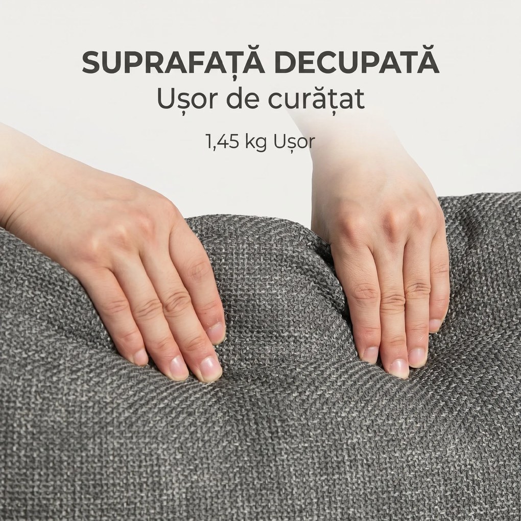 HOMCOM Canapea de 3 Locuri din Material Textil cu Brațe, Perne Căptușite și Înveliș cu Efect de In, 237x94x102 cm, Gri | Aosom Romania
