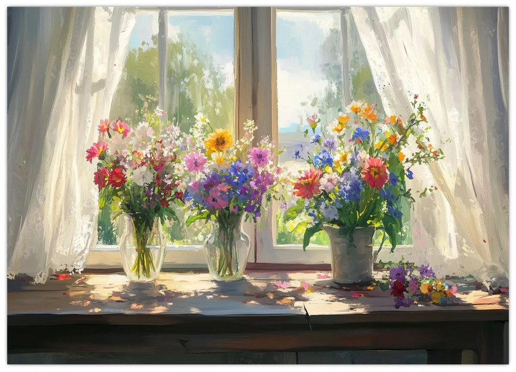 Tablou - Buchet la fereastră (70x50 cm)