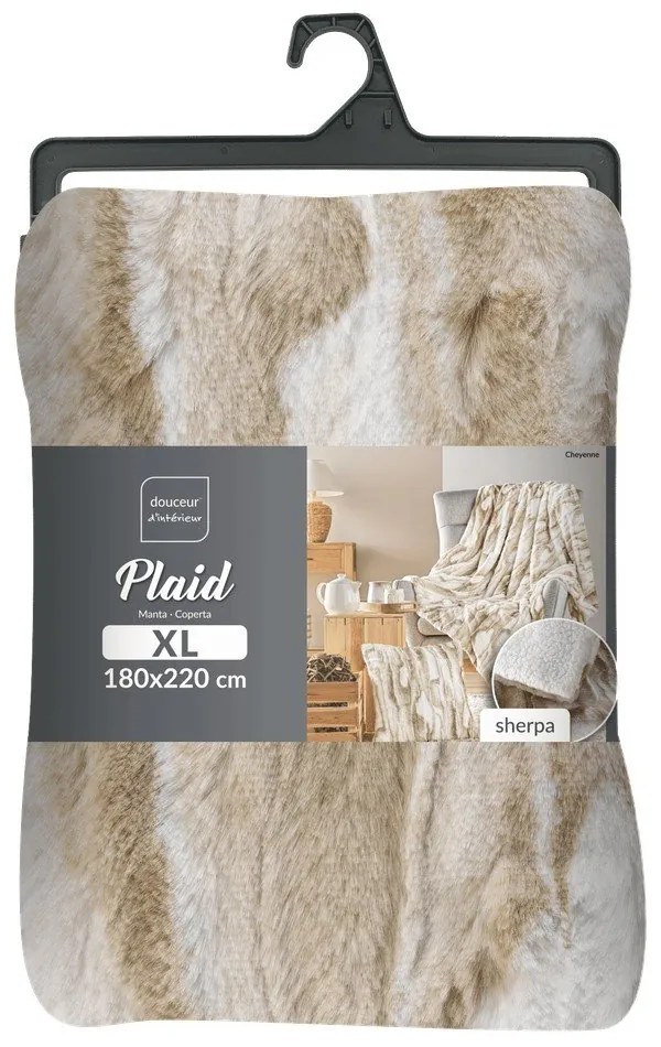 Pătură bej din blană artificială 180x220 cm Cheyenne – douceur d'intérieur