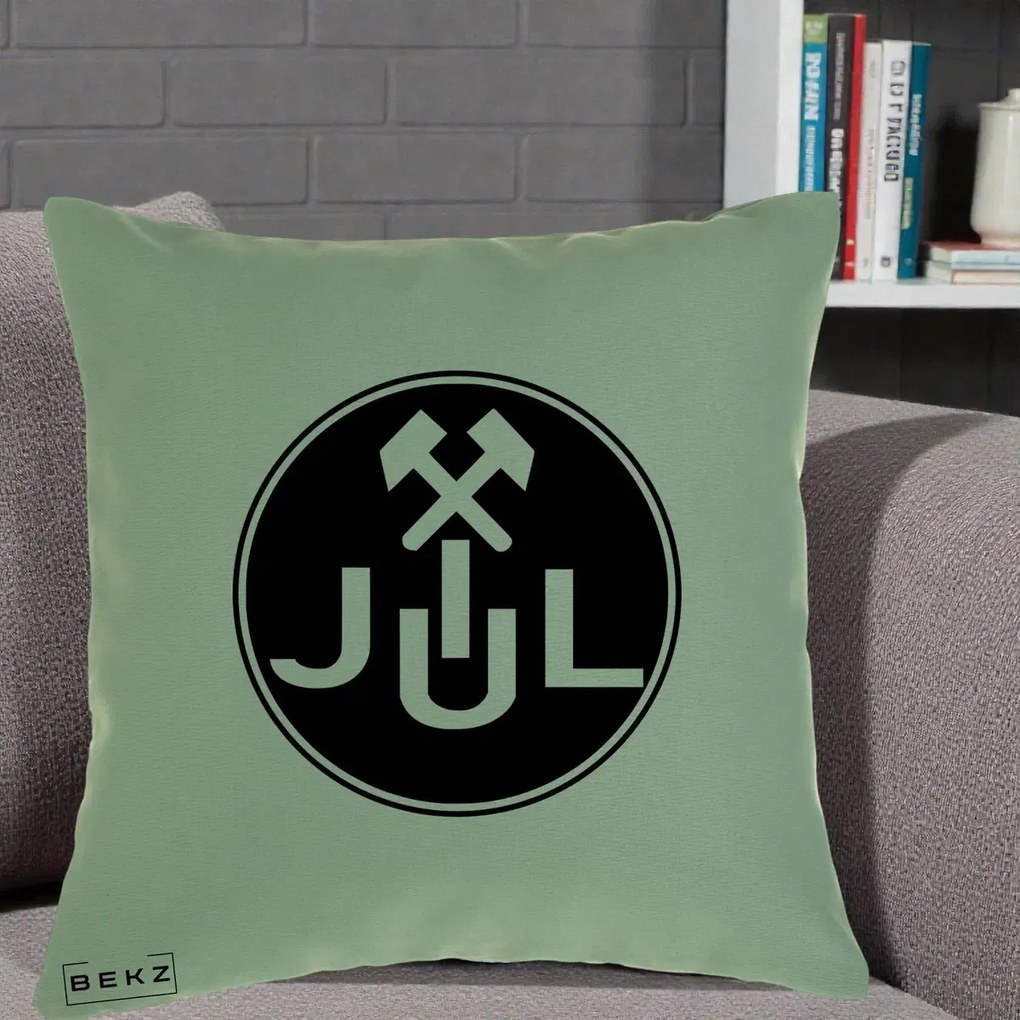 Perna Personalizata JUL Jiul Lupeni Fotbal, 40x40 cm, Verde, Husa Detasabila, Perna Inclusa, BEKZ®