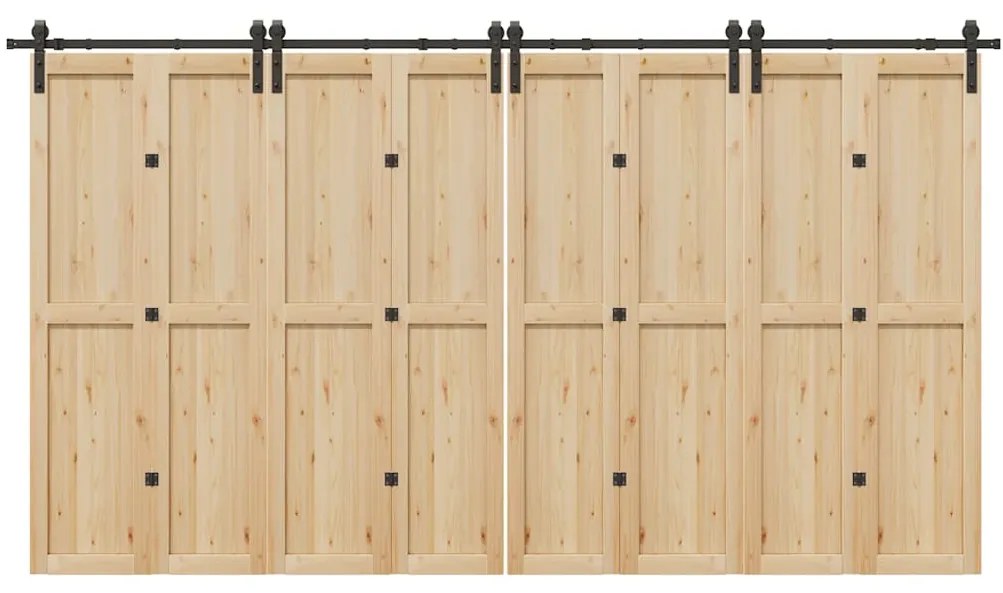 vidaXL Set feronerie pentru uși glisante, negru, 400 cm, oțel