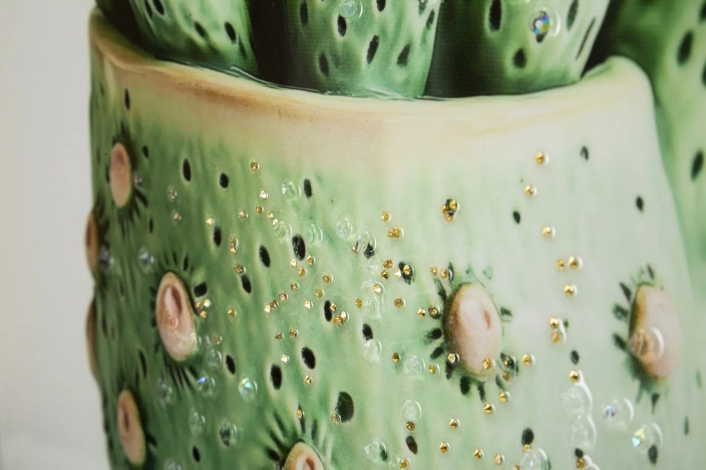 Mauro Ferretti Tablou Imprimat Pe Pânză Lacuită, Cu Ramă, Model ,,Borcan Cu Cactus" Înălțime 40 X Grosime 2,8 X Lățime 40 Cm | Aosom Romania