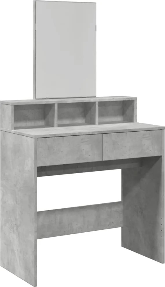 vidaXL Masă de toaletă cu oglindă, gri beton, 80x41x144,5 cm