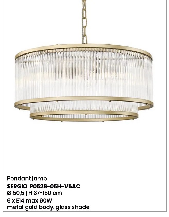 Lustra, Candelabru elegant design modern SERGIO auriu P0528-06H-V6AC ZL