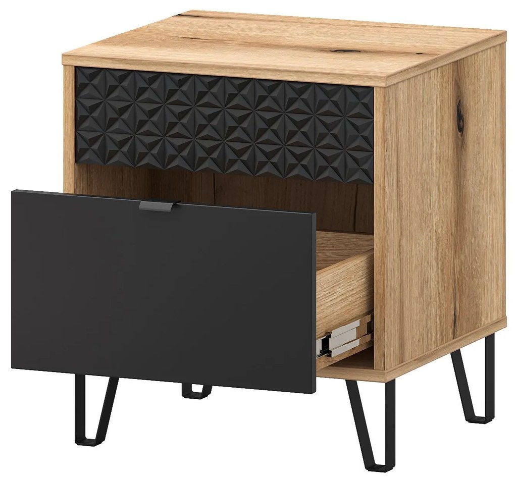 Noptieră Botones (stejar evoke + negru) . 1116774